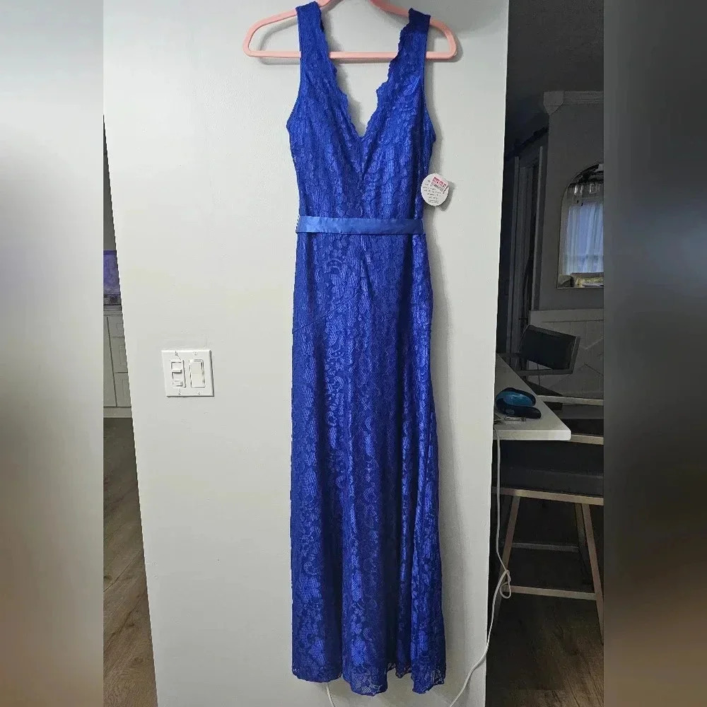Deb Royal Blue Lace Sheath Column Gown NWT Formal Dress